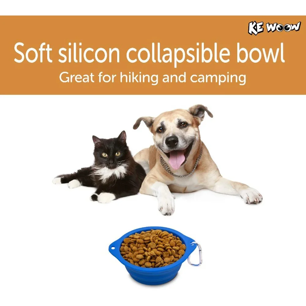 KE WOOW Portable Dog Bowl, collapsible made of silicone, travel Bowl 850ml 2pcs